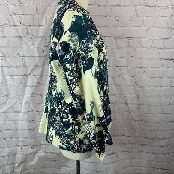 coldwater creek Floral Print embroidered beaded blazer Jacket sz 8 boho cottage - Picture 3 of 10